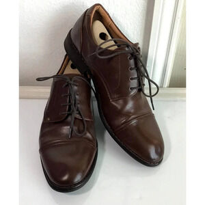 H&M Mens 8.5 US/41EUR Brown Leather Lace up Dress Shoes 1" Heel.